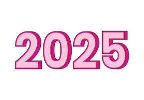 2025 Happy New Year 3D Realistic Pink Design Abstract Logo Symbol Illustration vector