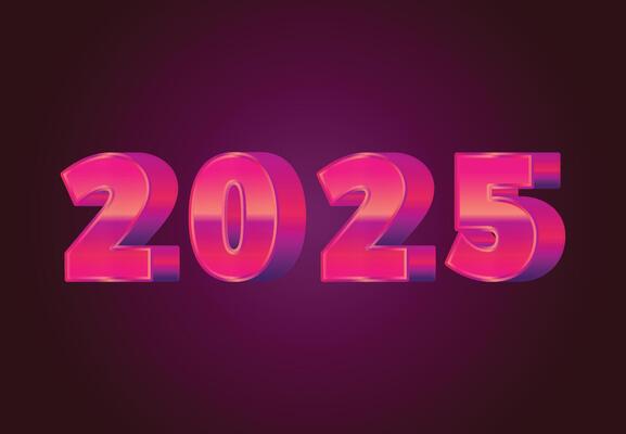 2025 Happy New Year Pink Realistic Decoration 3D Design Abstract Illustration