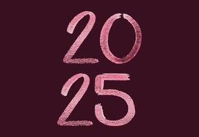 2025 Happy New Year Maroon Chalk Scribble Design Abstract Illustration vector
