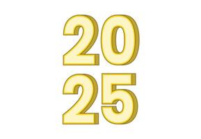 2025 Happy New Year 3D Realistic Yellow Design Abstract Logo Symbol Illustration vector