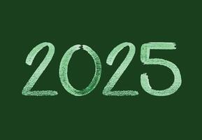 2025 Happy New Year Green Chalk Scribble Design Abstract Illustration vector