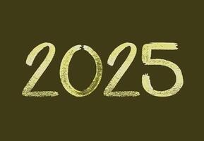 2025 Happy New Year Yellow Chalk Scribble Design Abstract Illustration vector