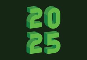 Happy New Year 2025 3D Realistic Green Abstract Design Logo Symbol Illustration vector