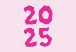 Happy New Year 2025 Pink Drawing Design Abstract Illustration vector