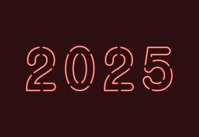 2025 Happy New Year Neon Red Design Abstract Illustration vector