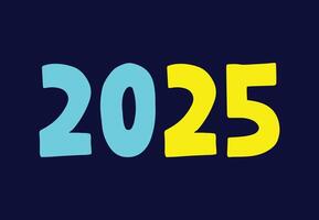 2025 Happy New Year Typography Cyan And Yellow Design Abstract Logo Symbol Illustration vector