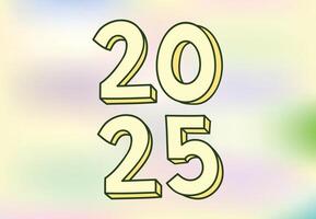 2025 Happy New Year Design Yellow 3D Realistic Abstract Illustration vector