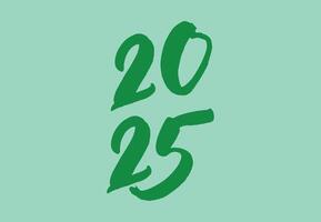 Happy New Year 2025 Drawing Green Design Abstract Illustration vector