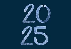2025 Happy New Year Blue Chalk Scribble Design Abstract Illustration vector