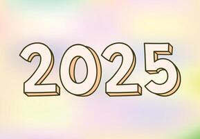 2025 Happy New Year Design 3D Realistic Abstract Illustration vector