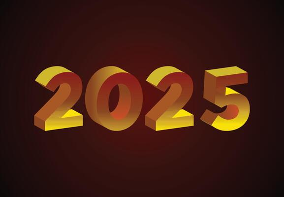 Happy New Year 2025 3D Realistic Brown Design Abstract Logo Symbol Illustration