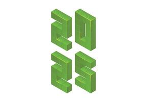 Happy New Year 2025 Design Green 3D Realistic Decoration Abstract Illustration vector