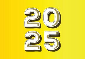 Happy New Year 2025 Design Yellow Typography Realistic Abstract Logo Symbol Illustration vector