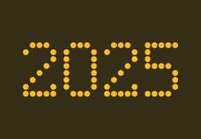 Happy New Year 2025 Design Yellow Pixel Points Abstract Illustration vector
