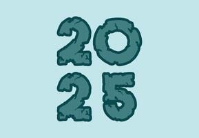 2025 Happy New Year Design Cyan Wood Typography Abstract Logo Symbol Illustration vector