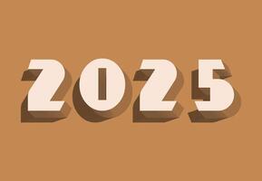 2025 Happy New Year Design Brown Realistic Decoration 3D Abstract Logo Symbol Illustration vector