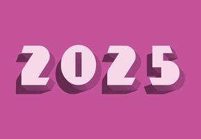2025 Happy New Year Design Purple Realistic Decoration 3D Abstract Logo Symbol Illustration vector
