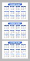 Set of 2025 2026 2027 Basic Calendar in White Background vector