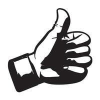 Detailed black thumbs up silhouette on a white canvas, ideal for layering in overlays and background designs vector
