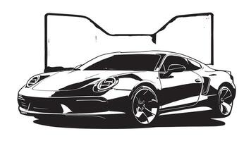 Black Car Silhouette in Monochrome on White Canvas for High-Contrast Layered Background and Texture vector