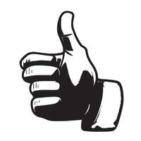 Sharp black thumbs up outline on white background perfect for backgrounds and overlay enhancements vector
