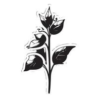 Intricate Black Plant Silhouette Isolated on White Canvas for Overlay Textures and Background Patterns vector