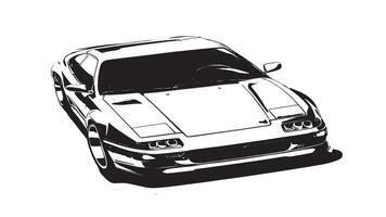 Classic Car Silhouette in Black, Monochrome Overlay on White Canvas for Layered Background and Texture vector