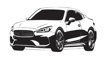 Black Car Silhouette in Monochrome, Overlaid on Clean White Canvas for Texture and Layered Backgrounds vector