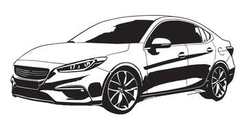 Detailed Black Car Silhouette in Monochrome, Textured Overlay on White Canvas for Layered Background vector