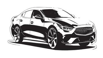 Abstract Car Silhouette in Black Monochrome, Overlaying White Canvas for Texture and Layered Background vector