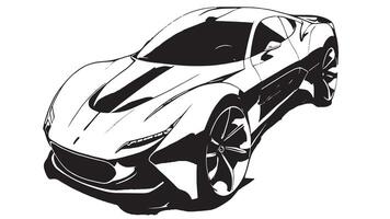 Sleek Car in Black Silhouette, Monochrome Overlay on White Canvas for Texture and Background vector