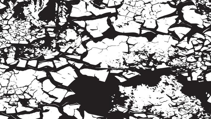 Cracked, Aged, and Gritty Distressed Overlay Monochrome Texture for Grunge-Inspired Background Use