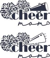 2 styles cheer mom, cheer pom poms, cheerleading files vector
