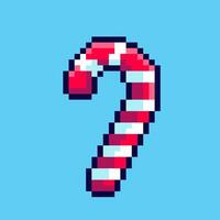 Pixel art candy cane game asset design vector