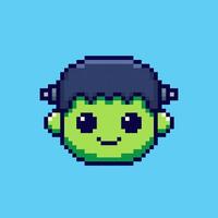 Pixel art cute Frankenstein game asset design vector