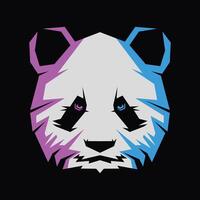 character illustration of panda head on black background vector