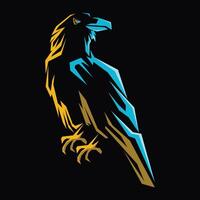 abstract illustration of raven on dark background vector