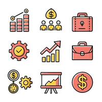 Set of icons related to business. icon collection. Editable stroke vector