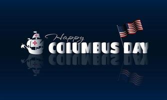 Happy Columbus Day with gradient text effect background illustration vector