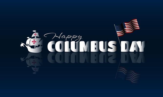 Happy Columbus Day with gradient text effect background illustration
