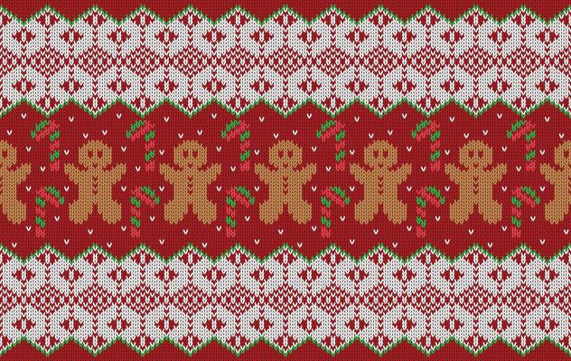 Knitted pattern seamless fabric gingerbread and snow. traditional knitted pattern Christmas theme . Designed for background ,wallpaper ,clothing ,knitted pattern ,fabric ,embroidery ,textile