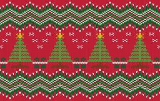 Knitted pattern seamless fabric Christmas tree. traditional knitted pattern winter concept. Designed for background ,wallpaper ,carpet ,knitted pattern ,fabric ,embroidery ,textile vector