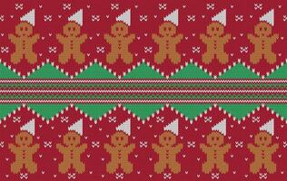 Knitted pattern seamless ethnic fabric gingerbread. traditional knitted pattern Christmas cookies . Designed for knitted pattern ,background ,wallpaper ,fabric ,embroidery ,textile vector