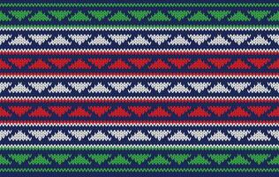 Knitted pattern seamless ethnic fabric Christmas color theme on green. traditional knitted pattern triangle pattern. Designed for knitted pattern ,background ,wallpaper ,embroidery ,textile ,fabric vector