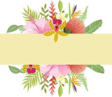 tropical frame . Illustration for wedding invitation design, greeting card, postcard with space for your text. vector
