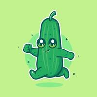 happy cucumber character mascot running isolated cartoon vector