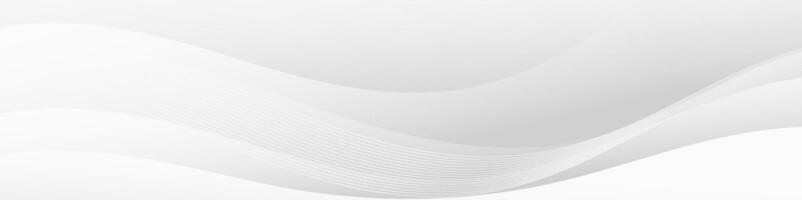 Elegant and minimalistic abstract banner with a flowing silver wave design. vector