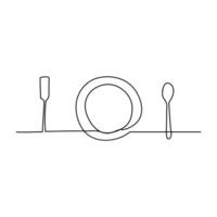 Line drawing of a hand holding a knife and fork vector