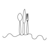 Line drawing of a hand holding a knife and fork vector