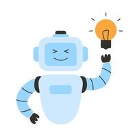 AI robot holding light bulb and generate idea vector